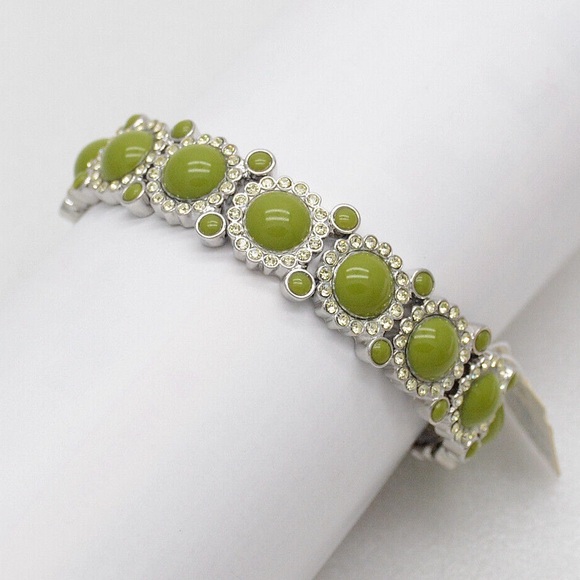 NWT Lia Sophia Green Sparkler Stretch Bracelet with Rhinestones - Picture 2 of 3